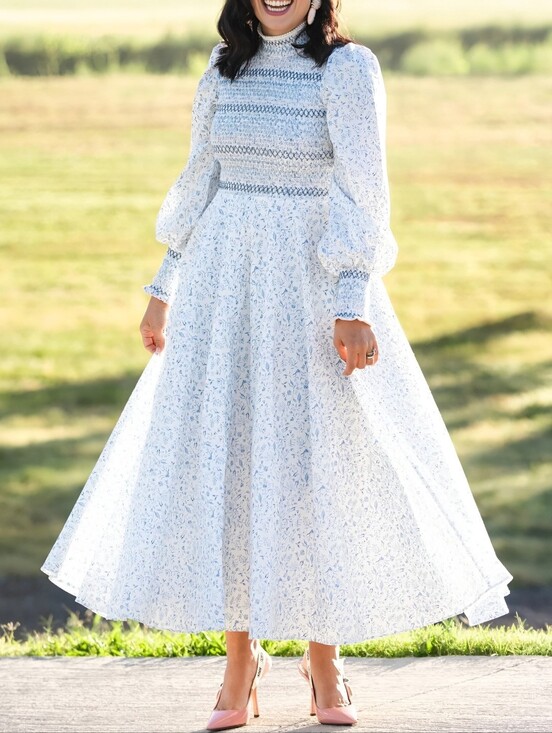 Dondolo Dresses & Skirts - NWT Dondolo x Pencil + Paper Co Smocked Floral Blue White Cottagecore Dress, XS